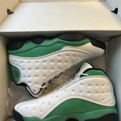 White Lucky Green Jordan 13s
