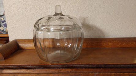 Halloween Jack-O-Lantern Glass Pumpkin Candy Jar - $10