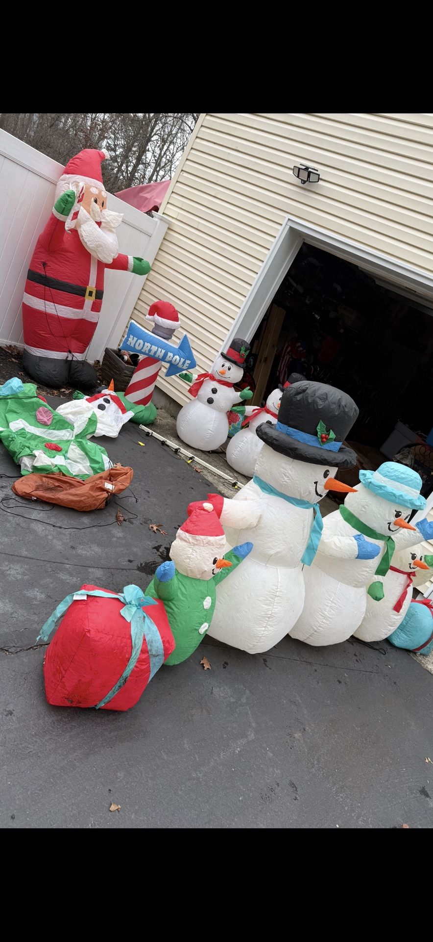 8 Ft Blowup Tree A D 7 Ft Santa. Also Big 6 In One Blow Up. Some Free