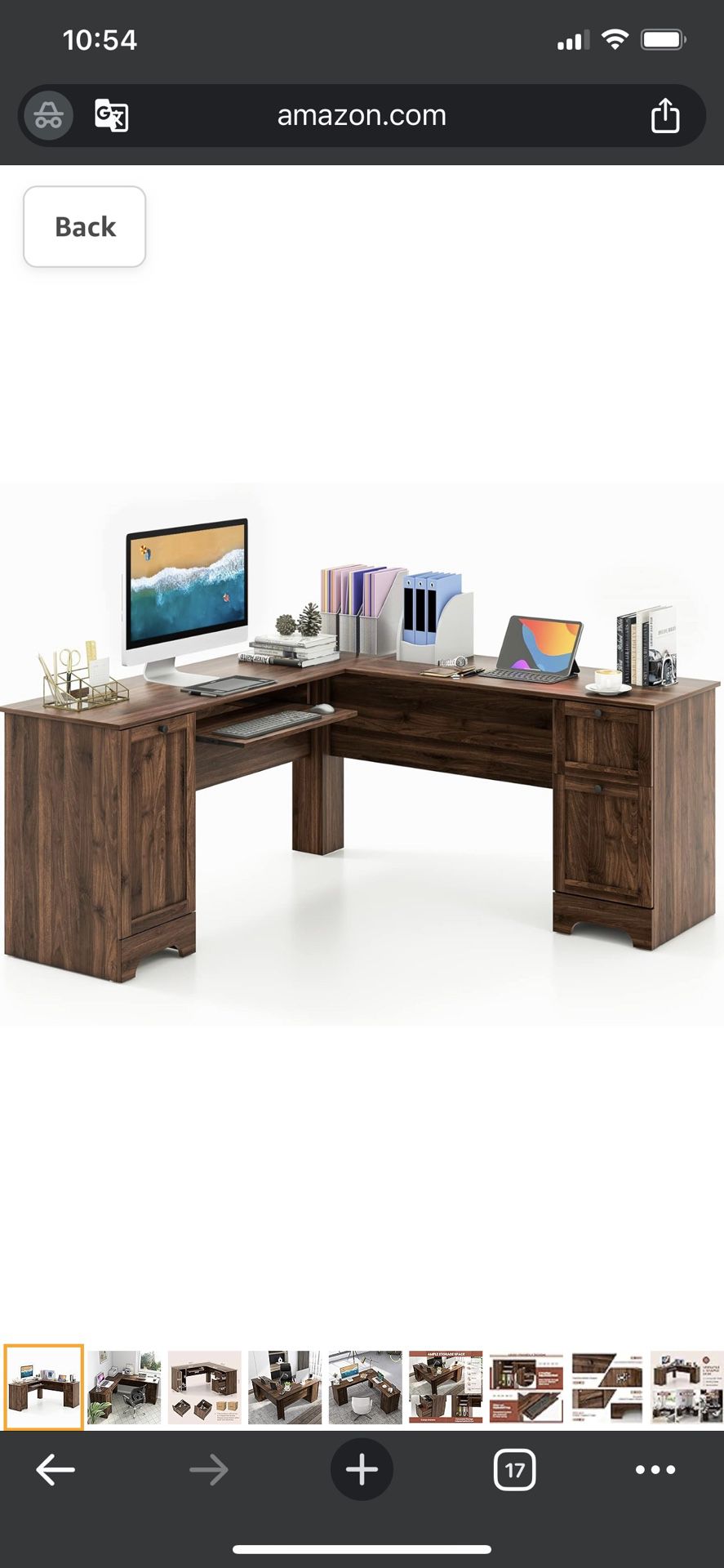 Tangkula L-Shaped Office Desk with Storage Drawers & Keyboard Tray, Home Office Corner Computer Desk with Cabinet & Inner Adjustable Shelf, Space-Savi