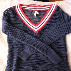Navy and red sweater. Size xs 