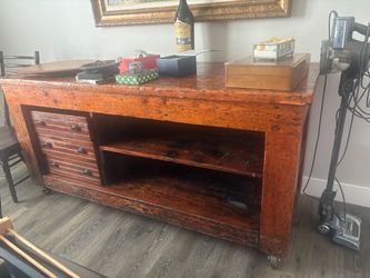 Industrial type table/cabinet