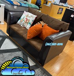 Brown sofa couch vinyl Nuevo fabric