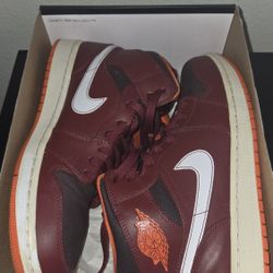 Jordan 1 Mid Team Read Electric Orange