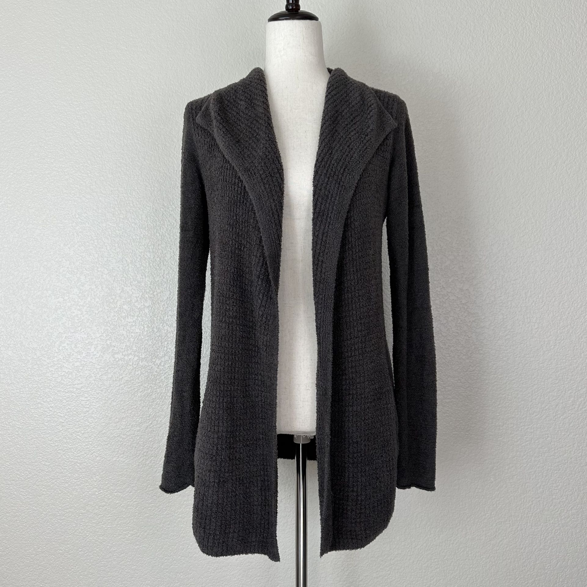 Barefoot Dreams Cozychic Lite Charcoal Gray Open Front Cardigan