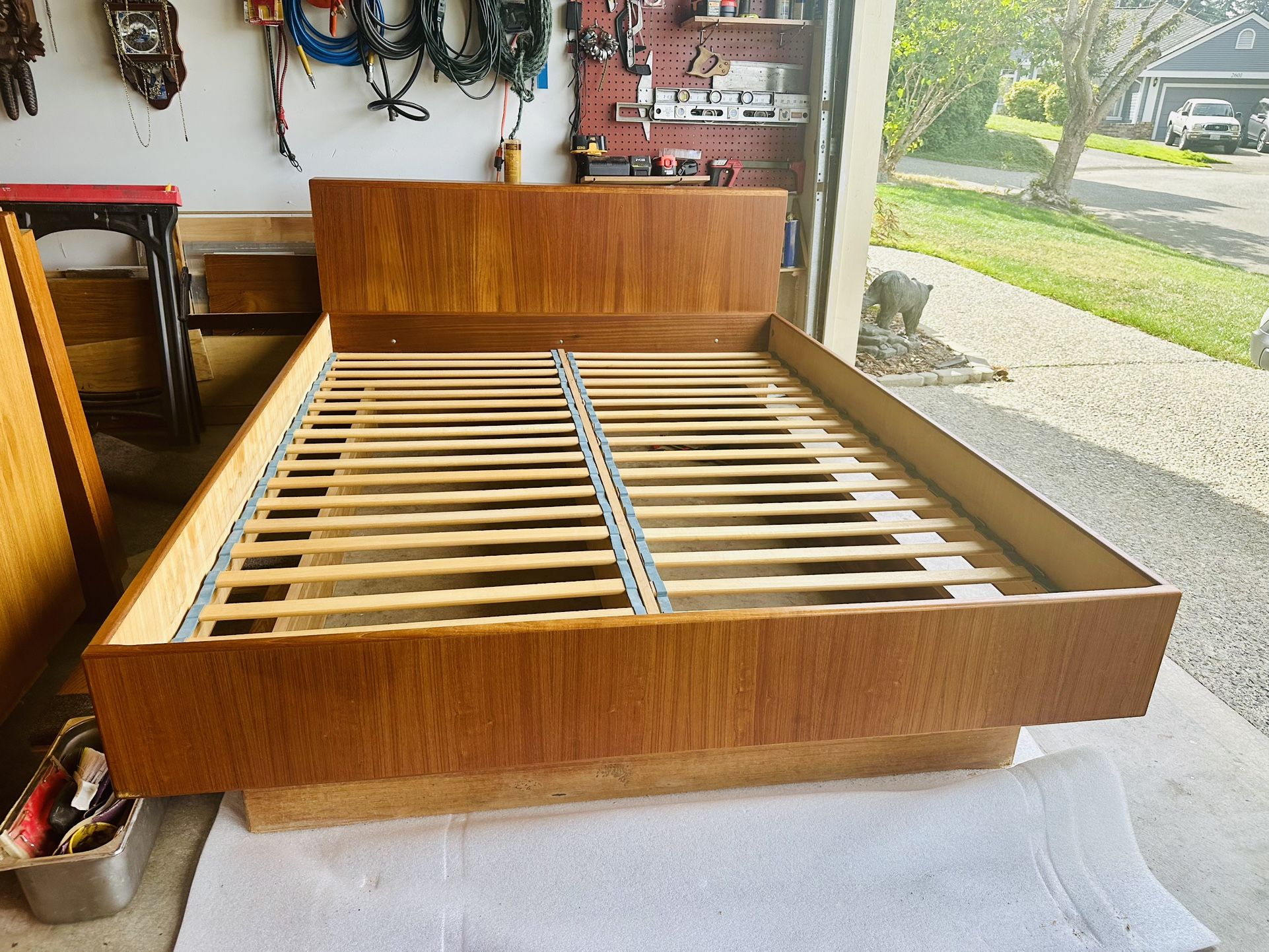 Vintage MCM Danish Teak Queen Bed