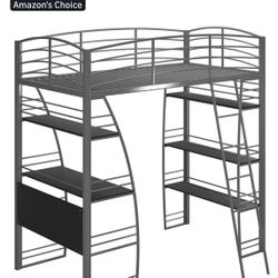 Twin Bunk Bed With Desk And Bookshelves Underneath 