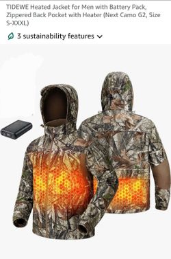 TIDEWE Heated Jacket LARGE for Men with Battery Pack, Zippered Back Pocket with Heater/ Chamarra con calenton talla Large