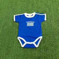 Greece  Baby Bodysuit Blue Onesie .6 Months