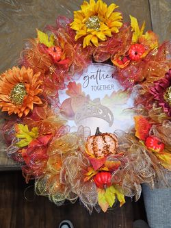 Fall Harvest Deco Mesh Wreath