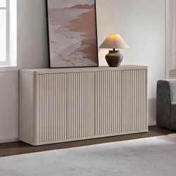 Buffet Cabinet with Storage Accent Sideboard with 4 Doors 66.3" Wide Fluted Credenza Modern Buffet T