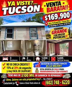 ...YA VISTE? 🔥 TUCSON - NOGALES - RIO RICO 💯
🔥🏡 ¡LISTA DE CASAS EN TODO ARIZONA! 🏡🔥

💲 ¿BUSCAS CASA A BUEN PRECIO O UNA OPORTUNIDAD PARA INVERT