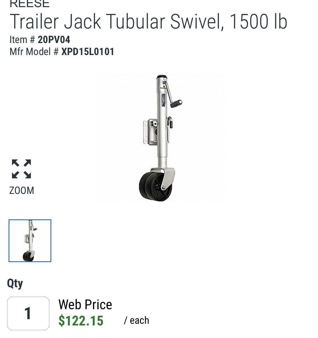 1500lb trailer jack (new in the box)