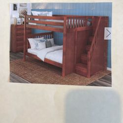Maxtrix Queen Over Queen Bunk Bed With Stairs