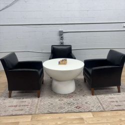 Bernhardt Leather Lounge Chair Set + Modern Table (Delivery Available)
