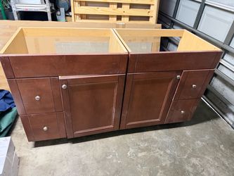 Double Bathroom Vanity Base Cabinets Cherry