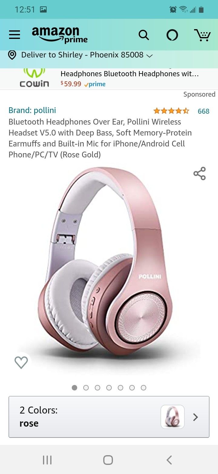 Bluetooth Headphones Over Ear, Pollini Wireless Headset V5.0 with Deep Bass, Soft Memory-Protein Earmuffs and Built-in Mic