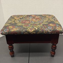 Vintage wooden storage footstool