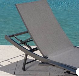 SunVilla Commercial Sling Wave Chaise Lounge with Adjustable Armrests