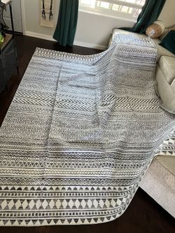 Grey Tribal Banded Washable 8 x 10 Area Rug