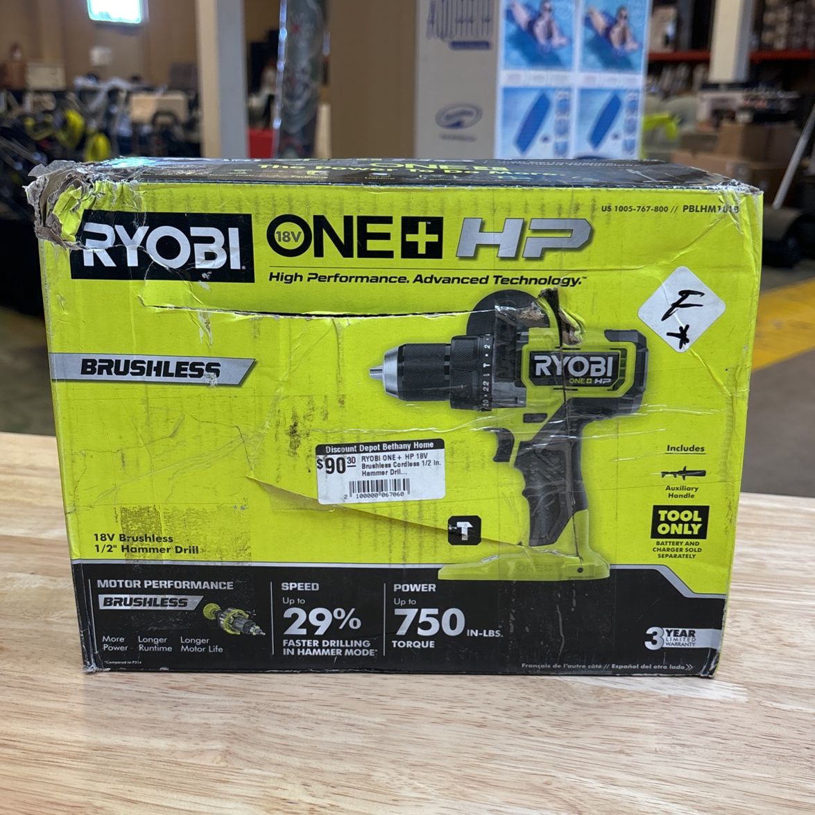  RYOBI ONE+ HP 18V Brushless Cordless 1/2 in. Hammer Drill (Tool Only)