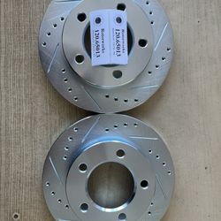 Ford F100 4WD 1976 Front Drill Slot Rotors Ceramic Brake Pads 