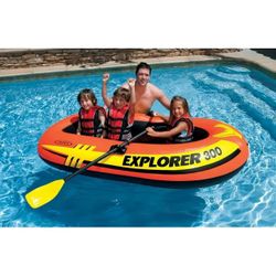 Intex 58332EP Explorer 300 Compact Inflatable Three Person Raft Boat pack of 2 