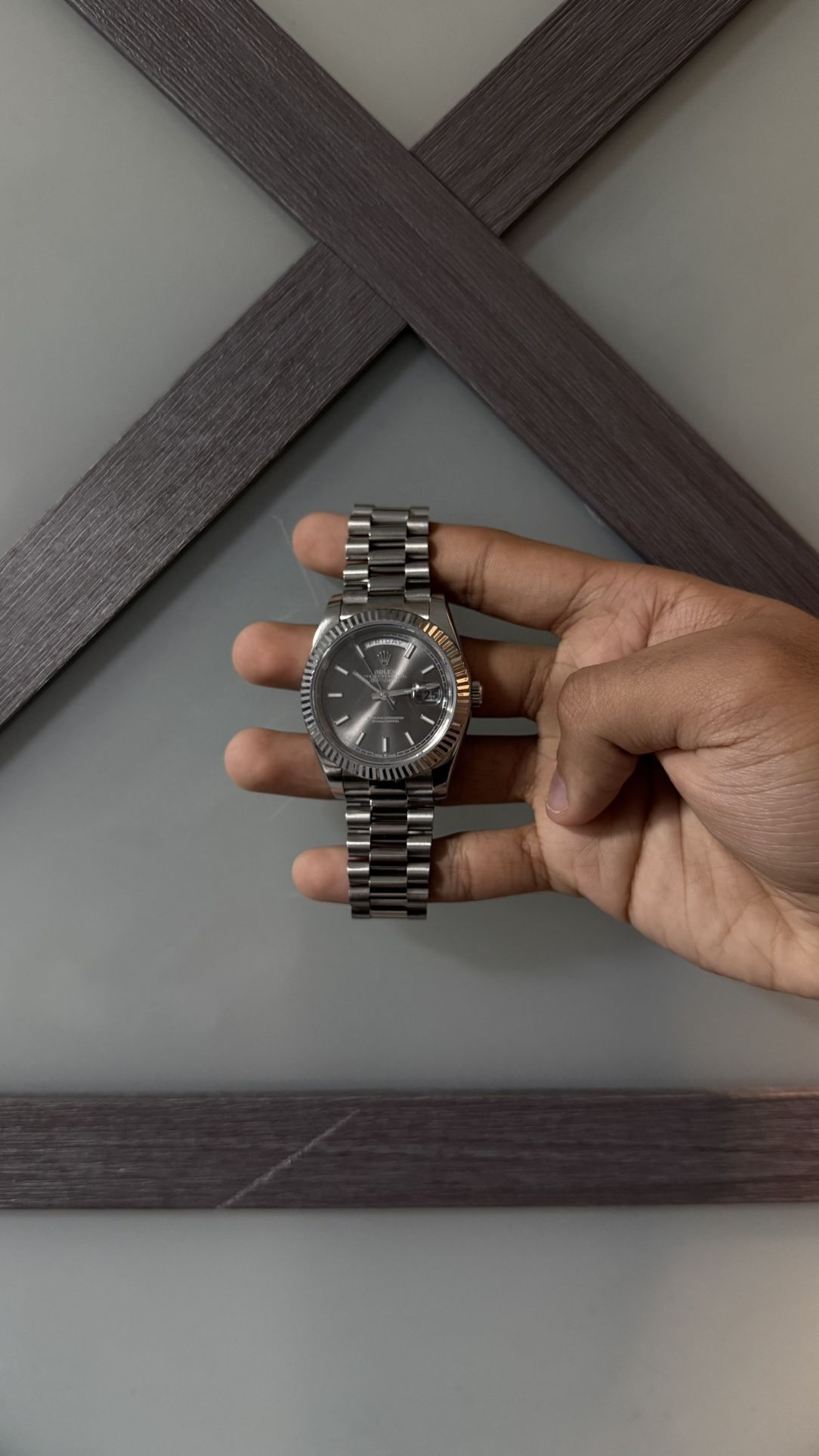 Grey Day Date Watch