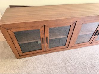 Large Wood & Glass Media Console / TV Credenza - $325