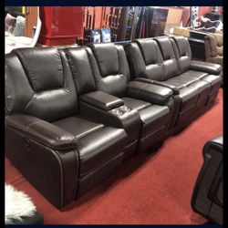 Brand New Leather Electrical Sofa And Love Seat Recliner With USB Port 