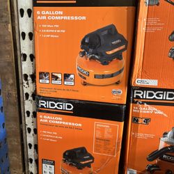 RIDGID 6 Gal. 150 PSI Portable Electric Oil-Free Jobsite Pancake Air Compressor with Dual Pressure Gauges and 2-Quick Couplers