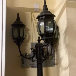 3 Light Black Cast Aluminum Outdoor Lamp Post