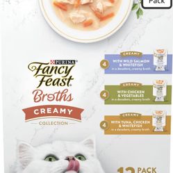 Purina Fancy Feast Lickable Broth Topper Complement Creamy Wet Cat Food Variety Pack - (Pack of 12) 1.4 oz. Pouches