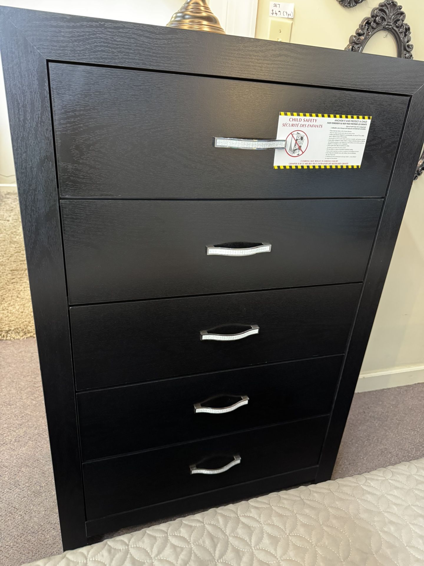 Black 5 Drawer Chest