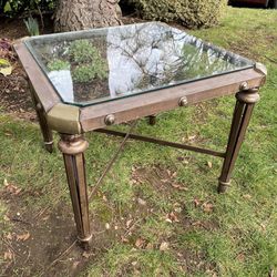 Ornate Glass/ Steel Side-end Table
