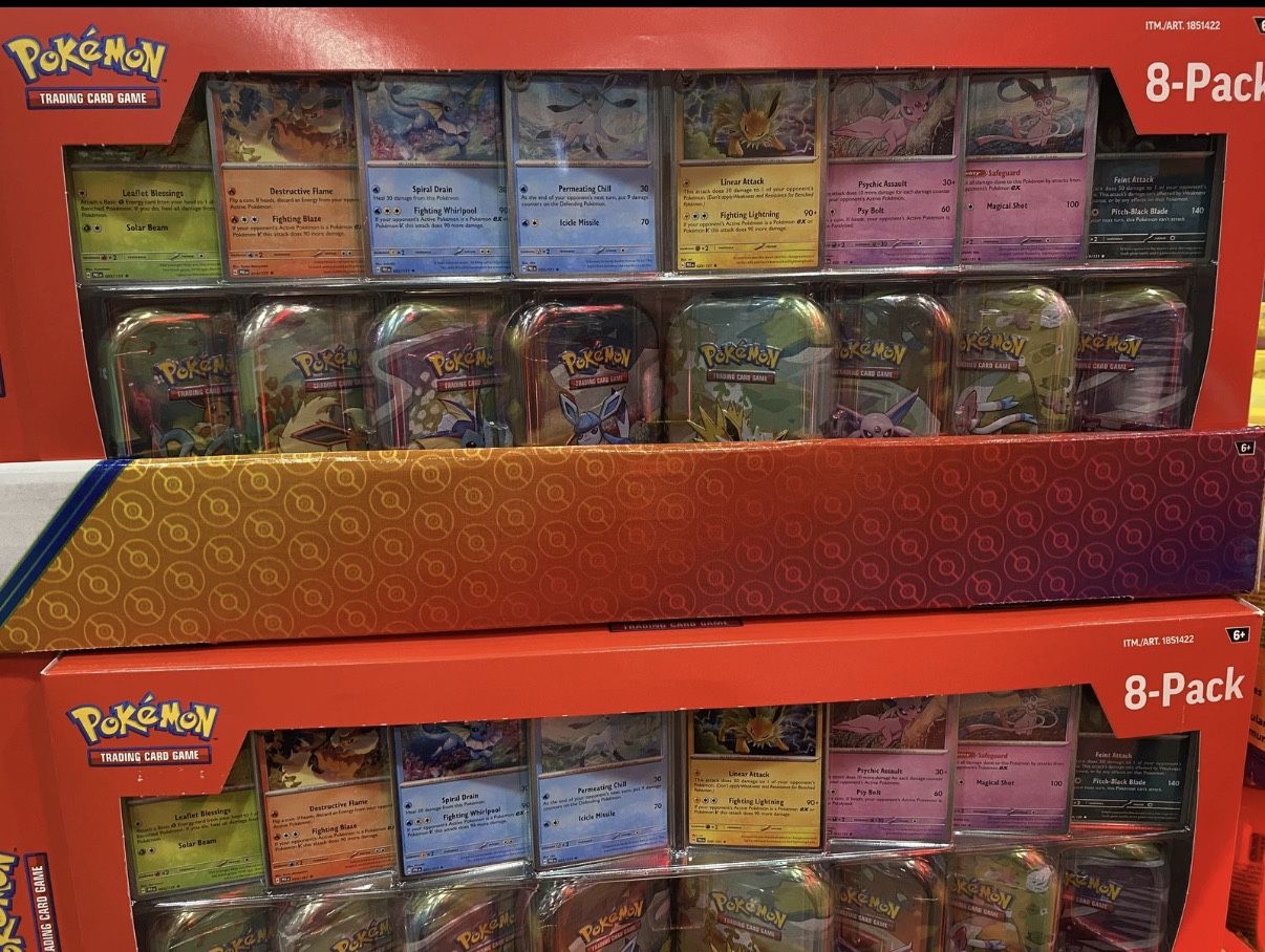 Pokemon TCG Prismatic Evolutions Costco 8 Mini Tin Bundle w/ Promo Cards  Toys