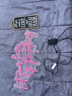 Pink LED Neon Sign with Power Adapter and sign