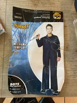 Navy Blue Zip-Up Coverall Jumpsuit boys Large 12-14