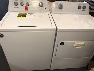 New scratch and dent whirlpool washer and dryer set. 1 year warranty