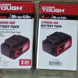 Hyper Tough 20V Max 4AH Batteries. 