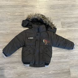 Kid Winter Hoodie Coat Boy Over 3 Years  Puffer Jacket Fur  Warm Coat 