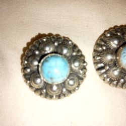 Vintage Silver And Turquoise Earrings