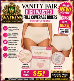 Vanity Fair Women’s High-Waisted Full Coverage Briefs – Size 10/3XL – NEW – $5