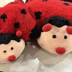 2 - Pillow Pets Ladybug Red Black Lady Bug Soft Stuffed Plush & mini ladybug HTF