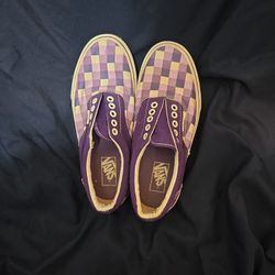 Vans Size 7 Mens 8 1/2 Womens Purple And White Checkered