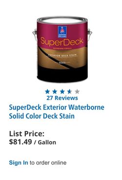 SuperDeck Exterior Waterborne Solid Color Deck Stain - 3034 Cedar Color