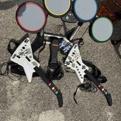 Rock Band Drum Set and Guitars