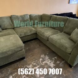 Corduroy Sectional with Ottoman