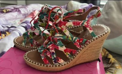 Floral Espadrille Wedge Sandals