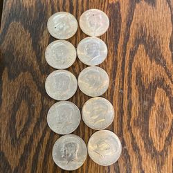 10 1964 90%  Kennedy half dollars